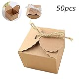 50 PCS Boîte à Bonbons En Papier Kraft , Boîte De Papier Kraft En Papier Kraft De Haute Qualité, Peut Etre Utilisé Pour La Fête D'anniversaire De Mariage Et Autre Décoration Boîte De Cadeau