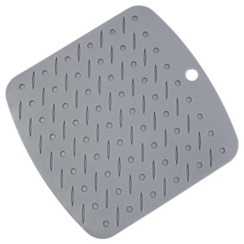 Oxid7® Topf-Untersetzer aus Silikon | 5er Set | Hitzebeständig | Spülmaschinenfest | Topflappen flexibel 18 x 17 cm | Farbe: Einfarbig Grau - 6