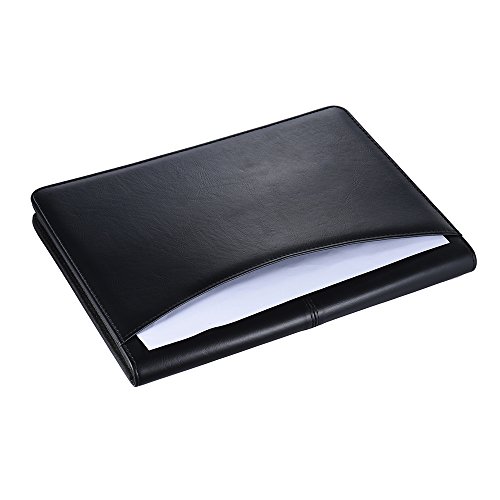 aibecy A4  cuero PU carpeta Bloc de notas con calculadora y cremallera Varios compartimentos multifuncional Business carpeta carpeta de conferencias Portfolio documentos Organizador para Escuela y trabajo