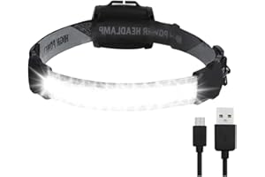 BORUIT LED Headlamp, Super Bright 220° Wide Beam Headlight, USB Rechargeable COB Head Lamp, 3 Modes Waterproof Flashlight, Head Light for Camping, Running, Fishing and Outdoor