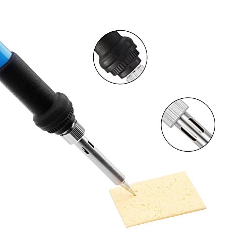 21in1 Lötkolben Set, Pushingbest 220V 60W Lötset Elektro Lötkolben Set Temperatureinstellbares Lötkolben-Set mit 6 Hilfswerkzeugen 5 Lötspitzen 2 Pinzetten 1 Störungspumpe 1 Blechschlauch 1 Schweißen Eisenklammer Lötkolben-Werkzeugkit mit PU-Beutel und Telefon Reparatur-Werkzeug - 7
