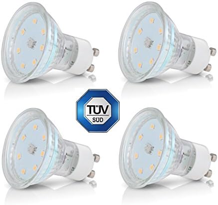 Pack Set of 4 LED Bulb GU10 4 W 300LM (replaces 35 W) Cool White SMD LED/120 ° Abstr Ahlwinke TÜV Southern