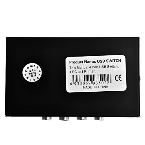 UEETEK Sharing Switch mit 4 Ports für Drucker Scanner und andere USB-Geräte (schwarz) - 4