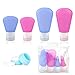 Produktbild hilai Travel Set Silikon Flaschen 5 x Liquid mit auslaufsicherer Behälter mit Saugnapf, flexibler und nachfüllbar Reisegröße Toiletry Kit mit PVC Tasche
