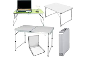 SK Store Camping Table with Folding Legs & Carry Handle, Garden Table for Wedding Party Boot Stall Market Buffet Picnic, Portable and Lightweight, Aluminium, 80x60x69cm, White