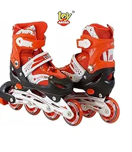 Toy Arena Adjustable Size Inline Skates with LED Flash Light On Wheels for Kids (Age 10 to16 Years) (Color May Vary)