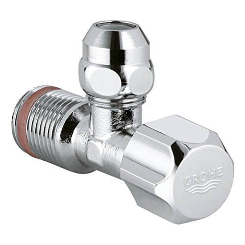 Grohe 22024000 Eckventil, für Einhandmischer mit selbstdichtendem Anschlussgewinde, Wandanschluss 1/2 Zoll, Abgang 3/8 Zoll - 3