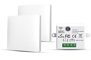 HYHIOTS RF433 Funk Lichtschalter Set, Funkschalter Batterielose, Funk-Sender-Sicherheitsschalter und Empfänger-Controller 10A, Funk Schalter 240V, Wandlichtsschalter, Funk-Lichtschalter (2 Way Kit)