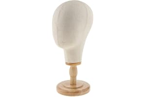 MBLUE 21 Pollici Sughero Tela Blocco Testa Manichino Manichino Parrucca Che Fa Cappello Display Styling Testa con Supporto In Legno Beige Parrucca Stand