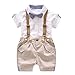 Produktbild Trada Kinder Baby Jungen Sommer Gentleman Bowtie Kurzarm Shirt + Hosenträger Shorts Set Kleinkind Bowknot Langarm Hemd + Hose Ausstattung Shirt Suspender Pants Outfit (Weiß, 80)