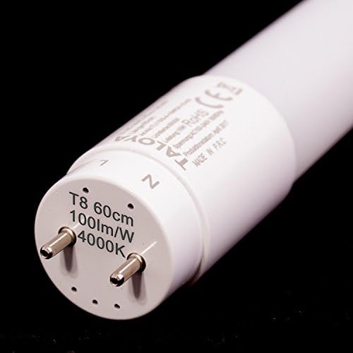 Industry Standard. Taloya LED T8 Tube Diffus 60 cm 10 W 120 cm 18 W | 150 cm 24 W Neutral or Cool White Ultra Bright 100LM/W > 80RA 300 ° Beam Angle/A +/Side Feed DIN EN 62776 LED Starter Dummy Replacement Fluorescent Suitable for Wet Room Tray | Unbreakable Chip Protector/100 V – 240 V/840 850 860 | Retrofit, Plastic, 60cm neutral-weiß 10.00 wattsW 230.00 voltsV