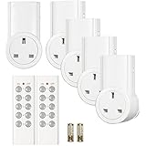 Etekcity Wireless Remote Control Sockets Programmable Electrical Plug Outlet Switch, Lights, Household Appliances, up to 30m/100ft Operating Range, White