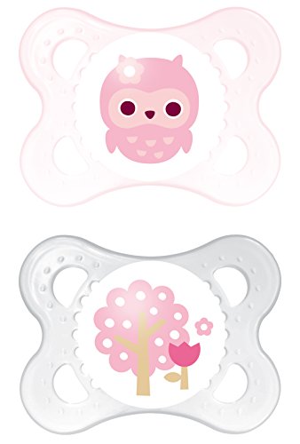 MAM 542422 Original Silicone Pack of 2 Soothers for Girls 0 - 6 Months Assorted Colours BPA Free