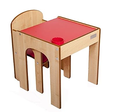 Little Helper en semble Table, Bureau et Chaise en Bois pour Enfants avec Pot à Crayons/Pinceaux Funstation Solo Toddler de Little Helper Rouge