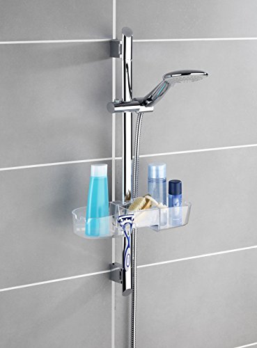 Wenko 22796100 Duschstangencaddy Premium Duschregal mit 3 Fächern und Haken, Kunststoff, transparent, 12 x 36 x 7,5 cm - 5