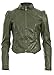 Khaki XL-14 Mina New Womens Faux Leather Biker Gold Button Zip Crop Ladies Jacket Coat