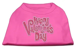 Mirage Pet Products Happy Valentines Day Rhinestone Dog Shirt, Small, Bright Pink