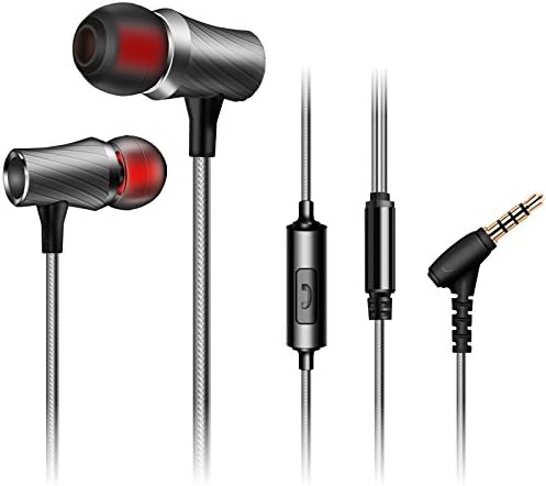 BearBizz Metal Earbuds Earphones, High Definition, in-ear, Tangle Free, Noise Isolating Headphones with Microphone &amp; In-line Control for iPhone Samsung Smartphones MP3 Players and 3.5mm Jack Devices (T5)