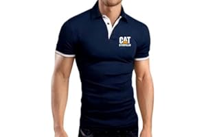 GHDUI T-Shirt da Golf da Uomo T-Shirt per Caterpillar Stampa Polo con Risvolto Maglia Manica Corta T-Shirt Casual T-Shirt Estiva Sport Teen Tops-C||L