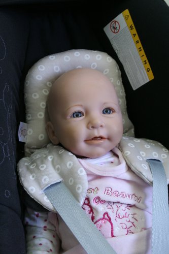 NeckyDrive 114102 Kopfstützkissen für Kindertrageschalen, circa 35 x 24 cm, rot/beige - 4