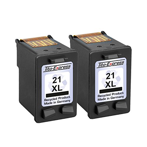 PlatinumSerie® 2x Druckerpatrone für HP-21 XL Black Deskjet D1560 PSC 1402 PSC 1410 PSC 1415 - 2