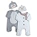 Gorgeous Baby's 1st Christmas Sleep Suit and matching hat (3-6 Months, Grey Penguin)