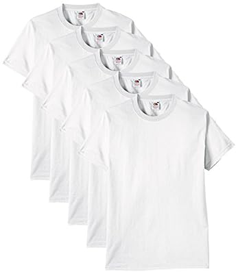 Fruit of the Loom - T-Shirt - coupe droite - Col Rond - Manches Courtes Homme - blanc - Large, Lot de 5