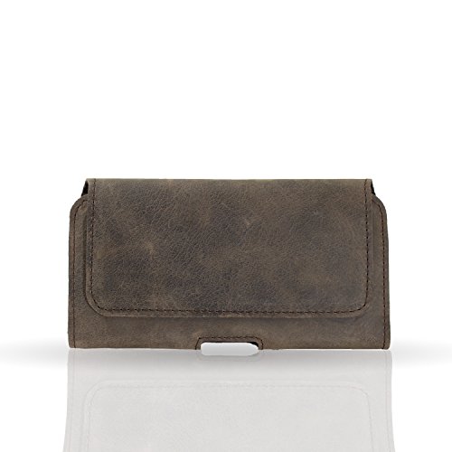 Smart-PlanetÂ® Design Echt Leder GÃ¼rteltasche 3XL z.B. Apple iPhone 8 X 6 7 - Samsung Galaxy Xcover 4 S7 S6 2017 Edge Quertasche - Vintage Look braun