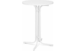 Royal Catering Folding Bar Table High Top Round Table Tall Standing Bistro Event Ø 80 cm White RC-BIS80FW (Tabletop Plastic-coated Flakeboard, Legs Powder-coated Steel)