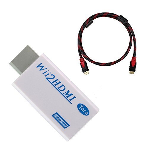 Tera® Wii zu HDMI Konverter Adapter (Wii2HDMI) 1080P, 720p mit HDMI-Anschluss /3,5 mm Stereo-Audio-Buchse Weiß mit HDMI Kabel