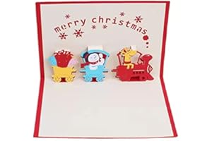 KUNSTIFY Kartka świąteczna pop-up 3D, niespodzianka kartka z życzeniami dla ojca, matki, dziadka, ślubu, prezent świąteczny, pomysł na prezent świąteczny (pociąg bożonarodzeniowy)