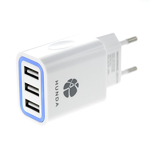 HUNDA USB Ladegerät für Apple iPhone iPad Samsung Android und Windows Geräte (Handy Smartphone Tablet) (3 port 15W weiß)