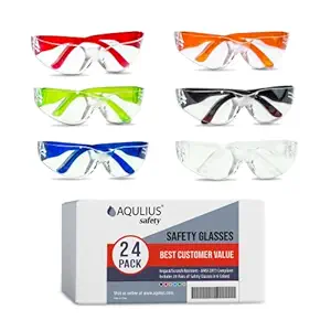 24 Pack of Safety Glasses (24 Protective Goggles in 6 Different Colors) Anti-Fog Crystal Clear Eye Protection - Perfect for Construction, Shooting, Lab Work, More!