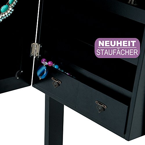 Deuba-Armoire--Bijoux-Moderne-avec-Miroir-et-tiroirs-Blanc-ou-Noir-Rangement-Accessoires