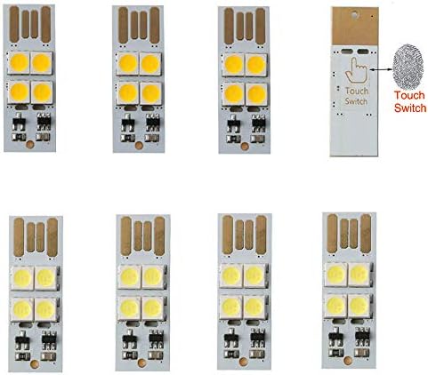 RUNCCI 8Pcs USB keychain touch lights, mini slim LED USB small pocket, portable mini pocket card light
