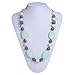DOMIRE Silicone Teething Necklace for Mom Wear Food Grade Silicone BPA Free and FDA Approved Chewiness Levels Baby Teething Toy (Mint-Ivory-Grey)