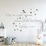  Wandschnörkel® Wandtattoo mit Namen Spruch Wandaufkleber AA136 Wenn aus Liebe Leben wird.Wand Spruch Kinderzimmer Baby Mädchen Jungen Namen Türaufkleber, personalisiert