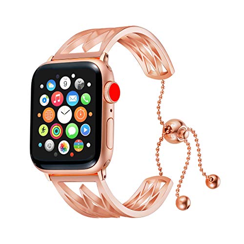 Libra Gemini Bracelet pour Apple Watch 38mm 40mm 42mm et 44mm Series 1 2 3 4, Acier Inoxydable (42mm/44mm, Or Rose)