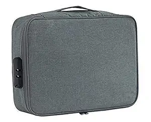 BAWALY Document Waterproof Bags Organizer Case with Coded Lock Zipper Case Professional File Folders Bag for Certificates & Document(Greay)