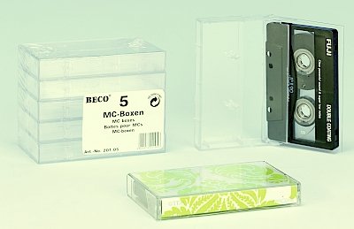 5 MC Hüllen für Kassetten / Leerhüllen für Musikkassetten transparent