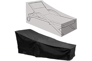 Nocsm Copertura per chaise longue. Tessuto Oxford 420D, lettino da giardino nero. Tessuto Oxford su mobili da giardino. Per proteggere da umidità, pioggia ed esposizione.