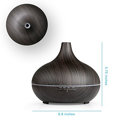 REIDEA Aroma Diffuser 300ml Ultraschall Luftbefeuchter Leise Kalten Nebel Oil Düfte Humidifier Holzmaserung LED mit 7 Farben, Abschaltautomatik und Timer - 3