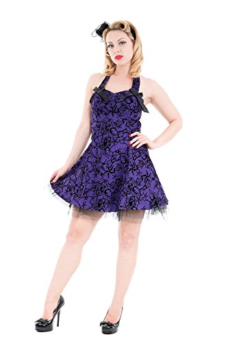 Purple Tattoo Print Swallows Rock Swing Dress 10