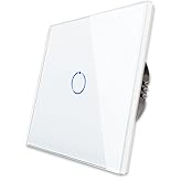 CNBINGO Flush-Mounted Toggle Switch - Touch Light Switch Simple - Wall Switch White - Touch Switch with Glass Panel and Statu