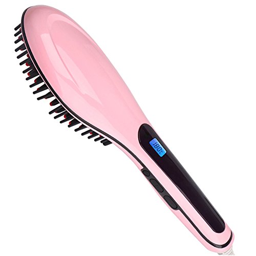 Hair Straightener, MKQPOWER Silky Straight Hair Brush with Anion Hair Care,Anti Scald Static Electric Hair Straightening Comb, Moisturizing Hydrating Care, Make Tangled Hair Silky Massager with Detangling Digitial LCD