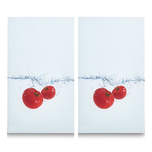 Zeller 26306 Herdabdeck-/Schneideplatten "Tomato Splash" Glas dekor 30 x 52 x 1 cm 2 Einheiten