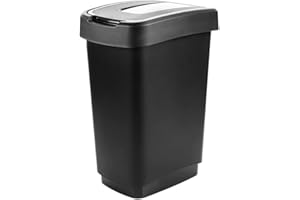 SUSTANIA Poubelle de cuisine, avec couvercle, 25 l, avec couvercle basculant, noir/argent, pour le recyclage et le tri des déchets, fabriquée en UE