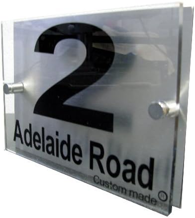 House Number Sign/Plaque Brushed Aluminium &amp; Acrylic by Custom GOS6569 (Made in UK)