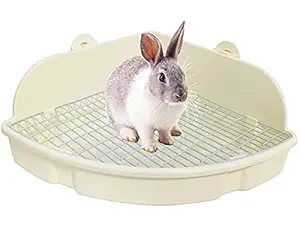 kathson Large Rabbit Litter Box Bunny Corner Toilet Box Potty Trainer Bigger Pet Pan Small Animal Cage Toilet Bedding Box Fanshaped for Adult Guinea Pigs Chinchilla Ferret Galesaur