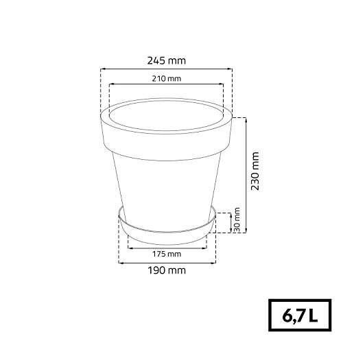 Blumentopf Übertopf inkl. Untersetzer Blumenkübel 24.5 x 23 cm anthrazit Pflanzkübel Pflanztopf Kunststoff Lofly - 2